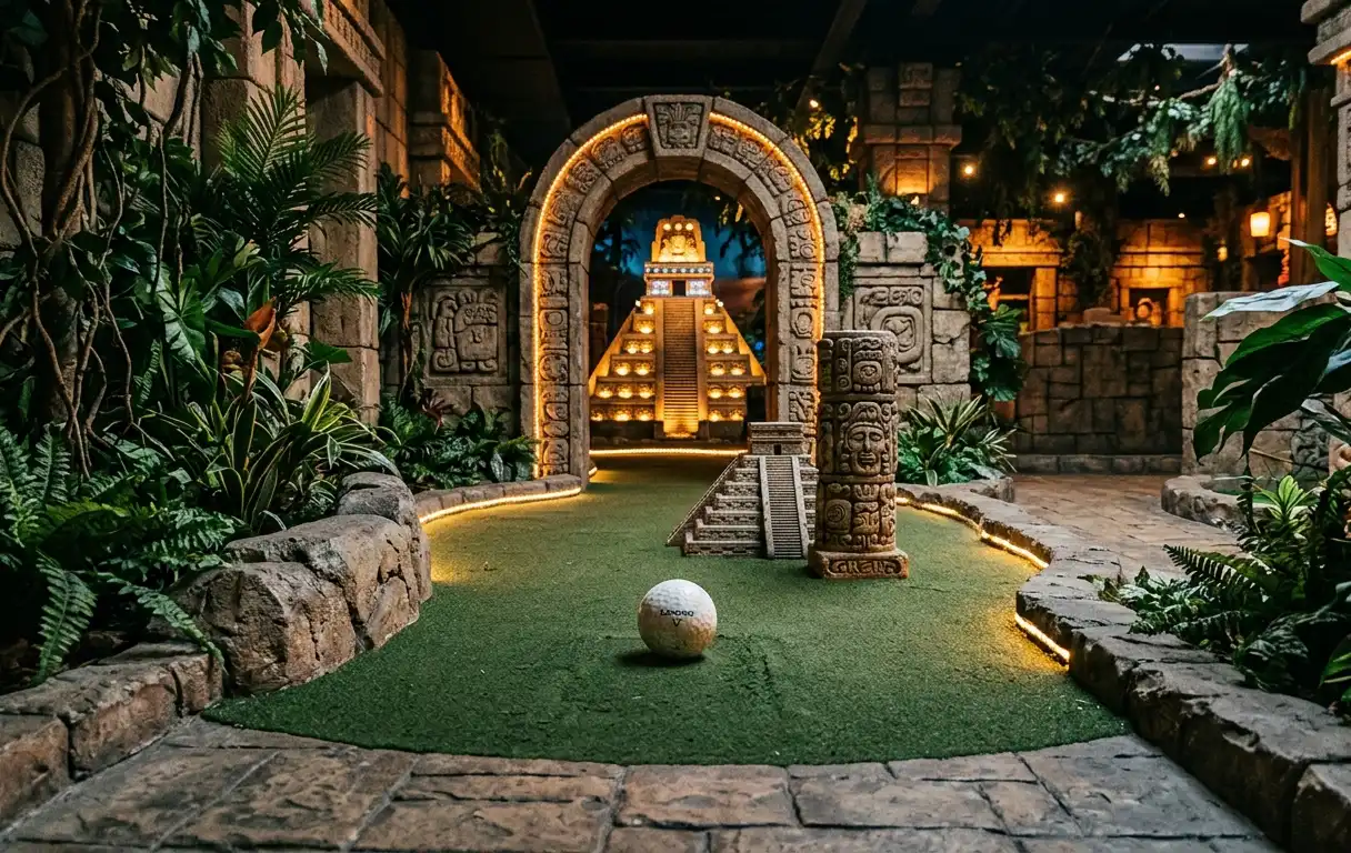 Maya Tempel Minigolf Welt